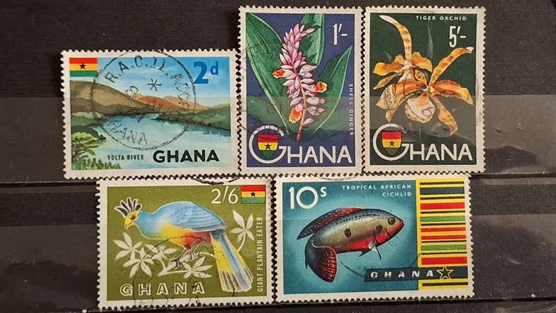 1959 - Ghana - 2P + 1SH + 2´6Sh´P + 5Sh + 10Sh - National Symbols