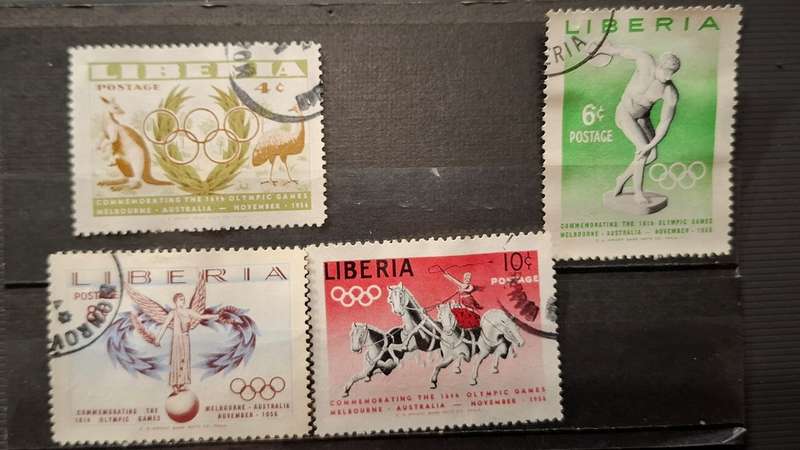 1956 - Liberia - 1956 Olympic Games, Melbourne - 4c + 6c + 8c + 10c