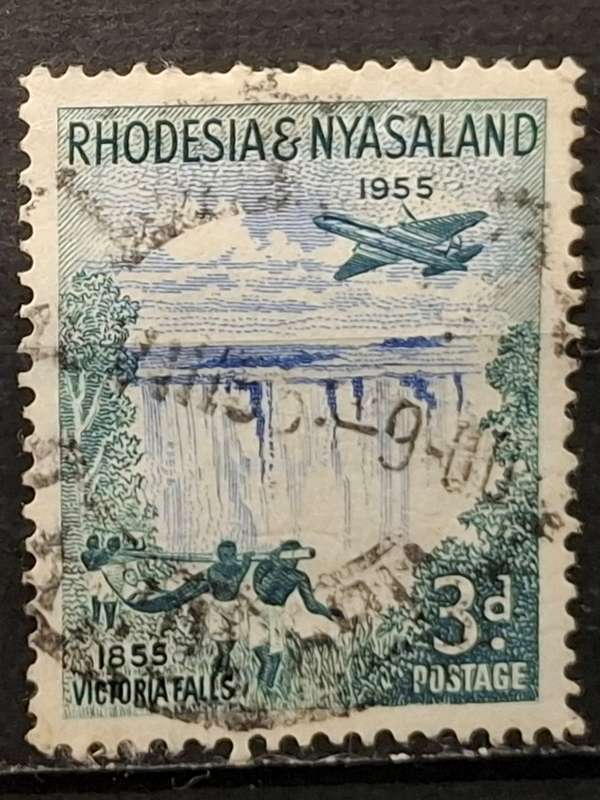 1955 - Rhodesia and Nyasaland - 3P - The 100th Anniversary of the Discovery of Victoria Falls