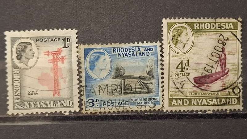 1959-1962 - Rhodesia and Nyasaland - 1P + 3P + 4P - Queen Elizabeth II