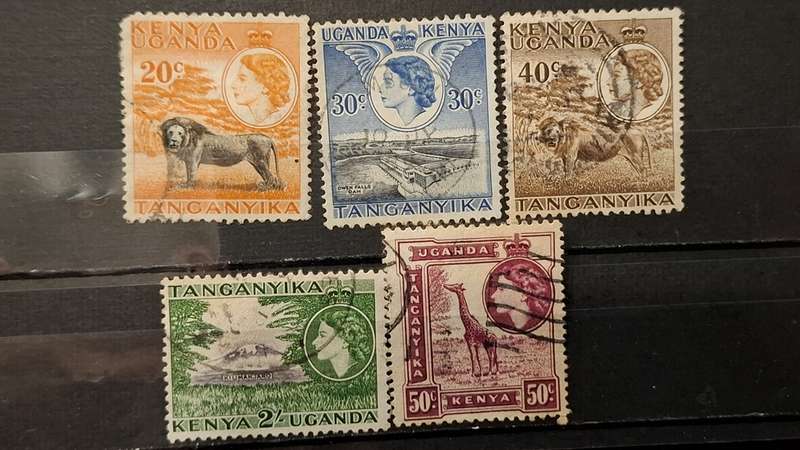 1954 - Kenya, Uganda and Tanganyika - 20c + 30c + 40c + 50c + 2Sh - Queen Elizabeth II