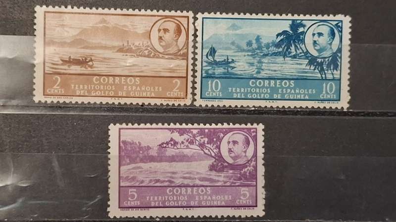 1949-1950 - Spanish Guinea  - 2C + 5C + 10c - San Calros, Rio Benito, Fernando Poo