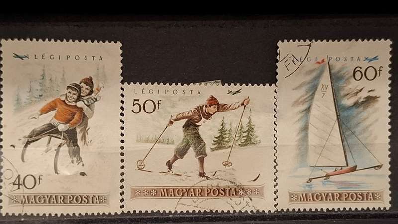 1955 - Hungary - 40f + 50f + 60f - Airmail - Winter Sports