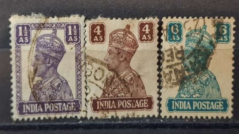1941 -1943 - India - 1½A + 4A + 6A - King George VI