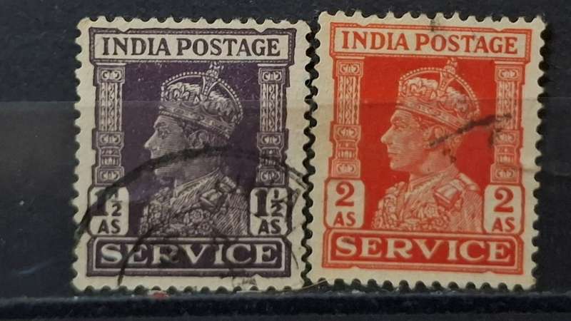 1939-1942 King George - India - Service  1½A + 2A - King George VI