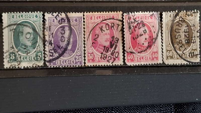 1922-1925 - Belgium - 5C + 25C + 30C + 40C + 60c - King Albert