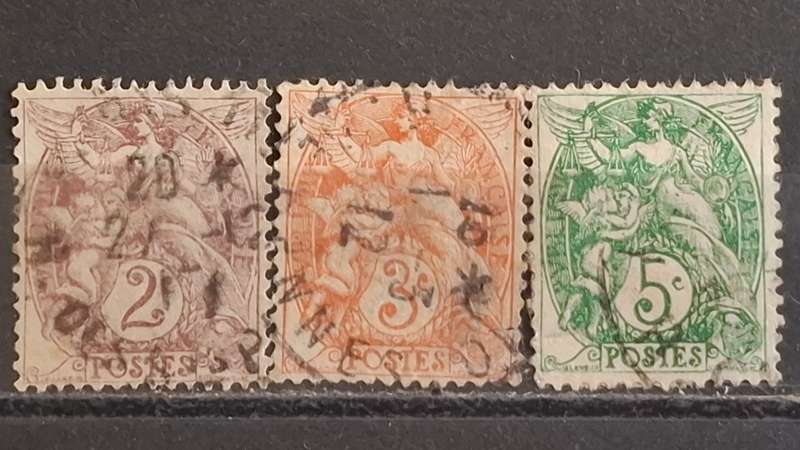 1900 - France  - 2c + 3c + 5c - Definitive