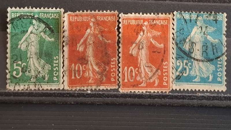 1906-1920 - France  - 5c + 10c + 10c + 25c - Sower