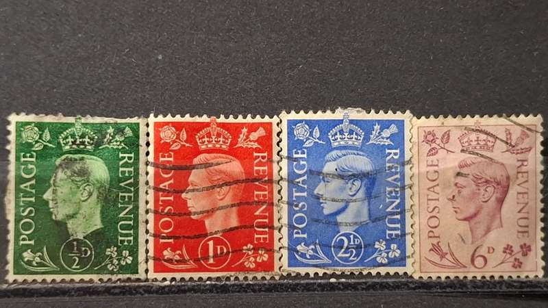1937-1939 - UK - ½D + 1D + 2½D + 6D -  King George VI
