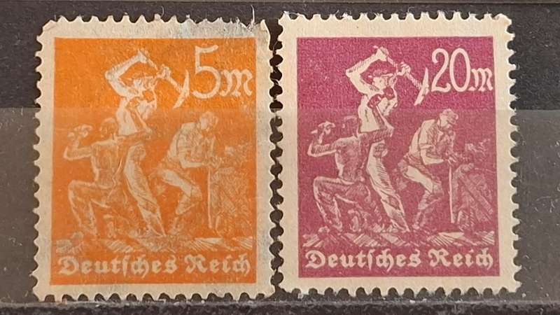 1922 -  German Empire  - 5Mk. +  20Mk.  - Daily Stamps