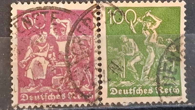 1922 -  German Empire  - 60Pfg. + 100Pfg. - New Daily Stamps