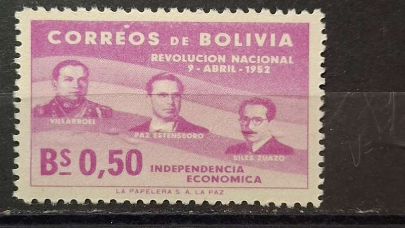 1953 - Bolivia - Mint - The 1st Anniversary of the Revolution of April 9th, 1952 - Villarroel, Paz E