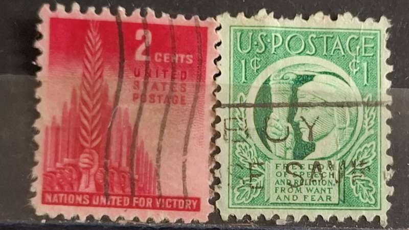 1943 - USA - 1c + 2c - Allied Nations + Four Freedoms