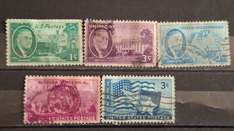1945 -1946 - USA - 1c + 3c + 5c - 1945 -1946 Franklin D.Roosevelt issue