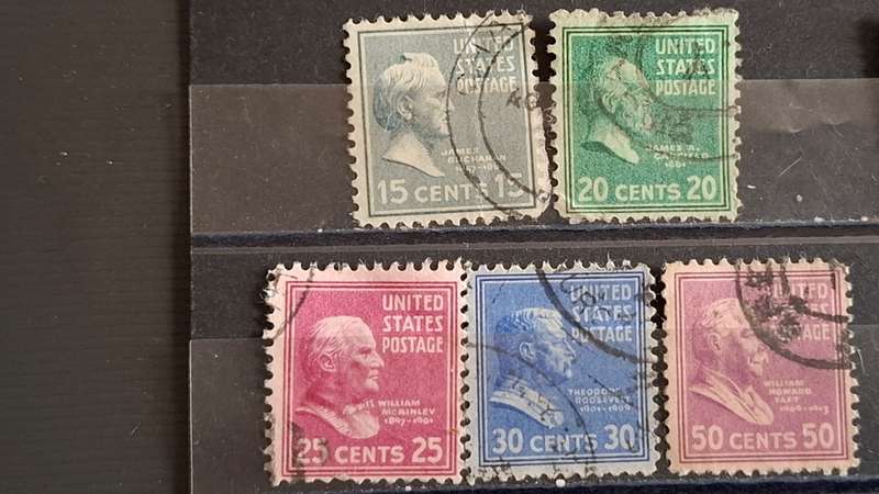 1938-1939 - USA - 15C + 20C +  50C + 30C + 25C - Presidential Issue