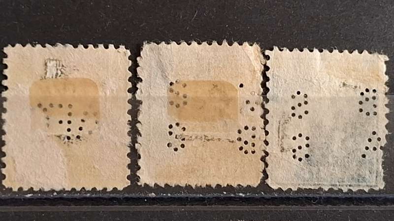 1938-1939 - USA - 5C + 11C +  14C - Presidential Issue -  Perfin