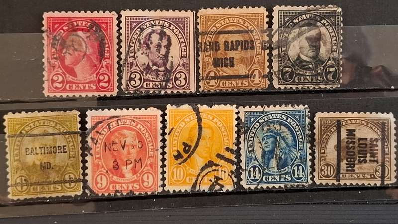 1923 - USA - 1C +  3C + 4C + 7C + 8C + 9C + 10C + 14C + 30C - Famous Americans  +American Buffalo +