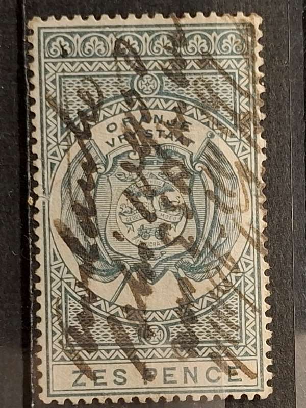 1878 - Oranje Vrystaat - Zes Pence - Coat of Arms Revenue Stamp