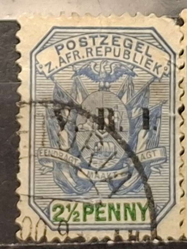1896-1897 - Zuid Afrikaansche Republiek - 2½P - Coat of Arms    -  Overprint V.R.I