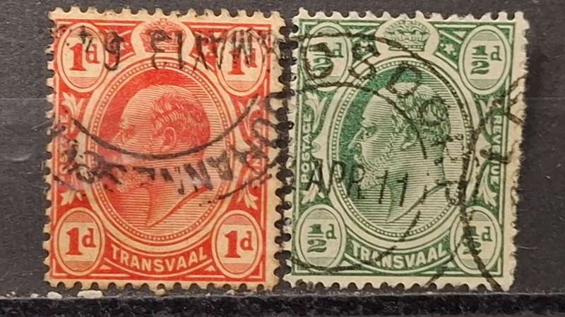 1905-1909 - Transvaal - ½P + 1P -  King George V