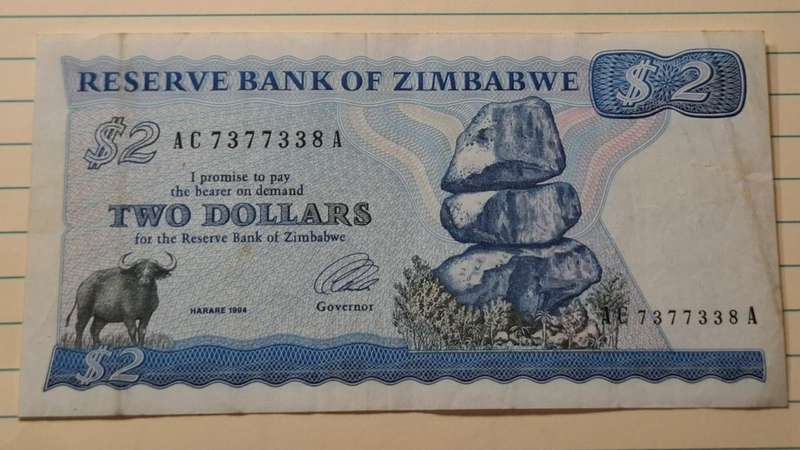 1994 - Zimbabwe - $ 2 - Leonard Ladislas Tsumba - Demonetised Aug 2006 - AC 7377338 A