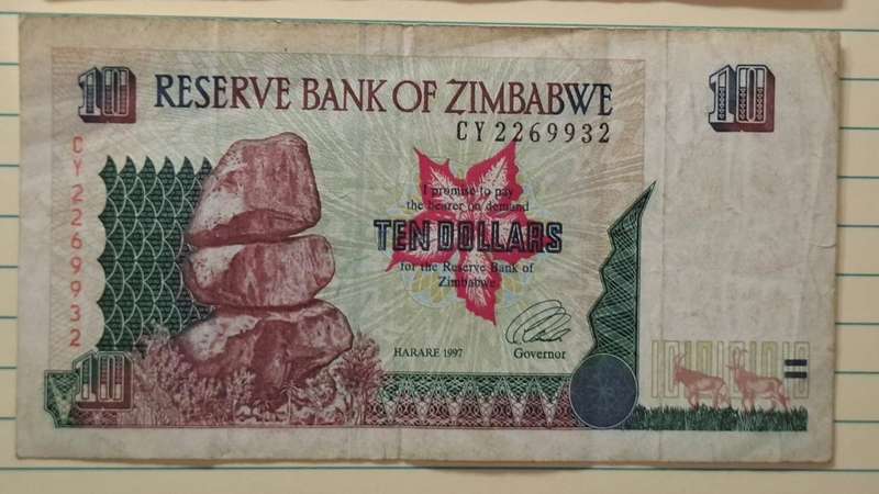 1997 - Zimbabwe - $ 10 - Leonard Ladislas Tsumba - Demonetised Aug 2006 - CY 2269932