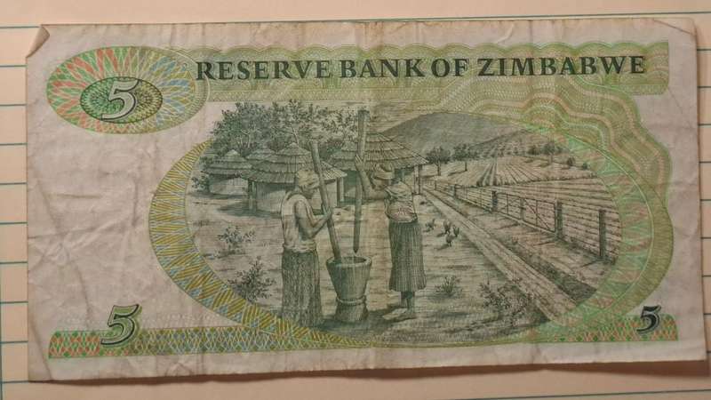 1994 - Zimbabwe - $ 5 - Leonard Ladislas Tsumba - Demonetised Aug 2006 - BA 1147492 U