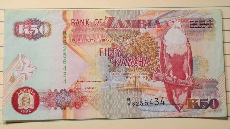 1992 - Zambia - K50 - Dominic Mulaisho - Demonetised Jul  2013 - BA 8256434