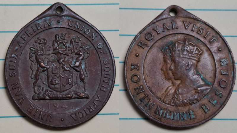 1947 - Royal Visit -  - Commemorative Medal -  George VI -  - Bronze