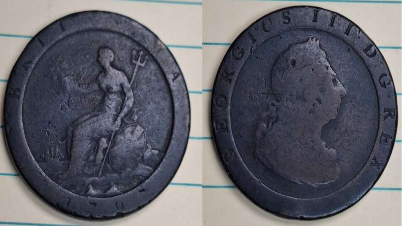 1797 - UK - George III 2nd Issue 'Cartwheel'  Penny - 36mm - Demonetised Aug 1971 - Copper