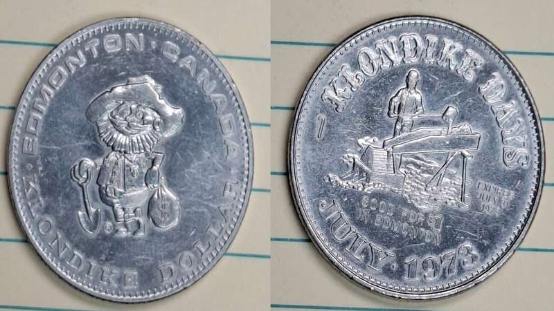 1973 - Canada - 1 Dollar  - Klondike Dollar - Edmonton, Alberta - Demonetised July 1973 - Nickel