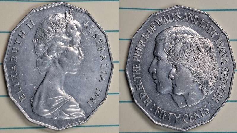 1981 - Australia - 50 Cents - Circulating commemorative coins: Royal Related 50 Cent Coins  Wedding