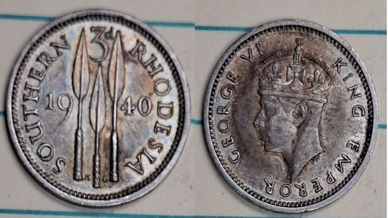 1940 - Rhodesia - 3 Pence - George VI - Demonetised Jun 1965 - Silver (.925)