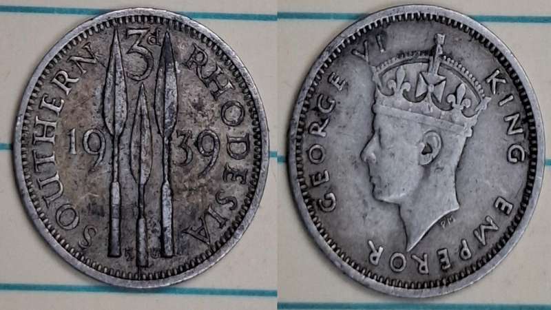 1939 - Rhodesia - 3 Pence - George VI - Demonetised Jun 1965 - Silver (.925)