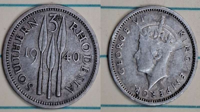 1940 - Rhodesia - 3 Pence - George VI - Demonetised Jun 1965 - Silver (.925)