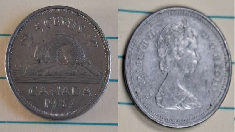 1987 - Canada - 5 Cents - Elizabeth II - Demonetised No - Copper-nickel 