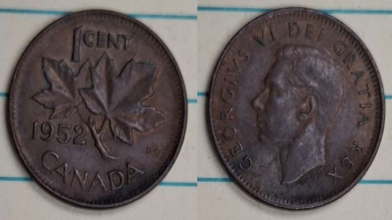 1952 - Canada - 1 Cent - George VI - Demonetised No - Bronze