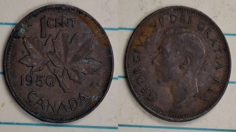 1950 - Canada - 1 Cent - George VI - Demonetised No - Bronze
