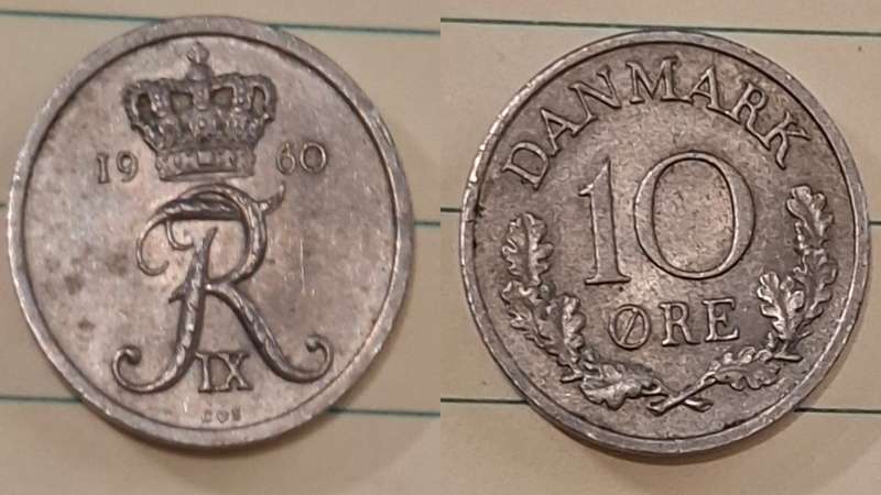 1960 - Denmark - 10 Øre - Frederik IX - Demonetised Jun 1989 - Copper-nickel