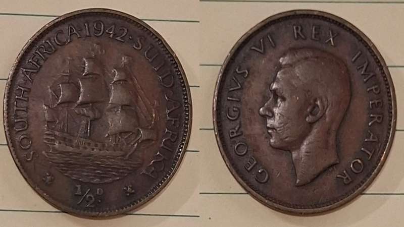 1942 - South Africa - ½ Penny - George VI - Demonetised Mar 1961 - Bronze