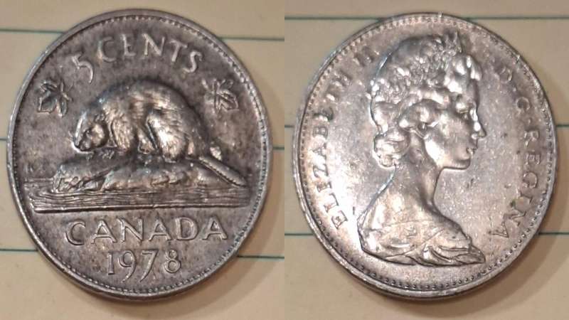 1978 - Canada - 5 Cents - Elizabeth II - Demonetised No - Nickel 
