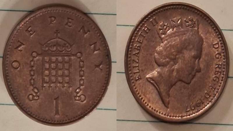 1997 - UK - 1 Penny - Elizabeth II - Demonetised No - Copper plated steel