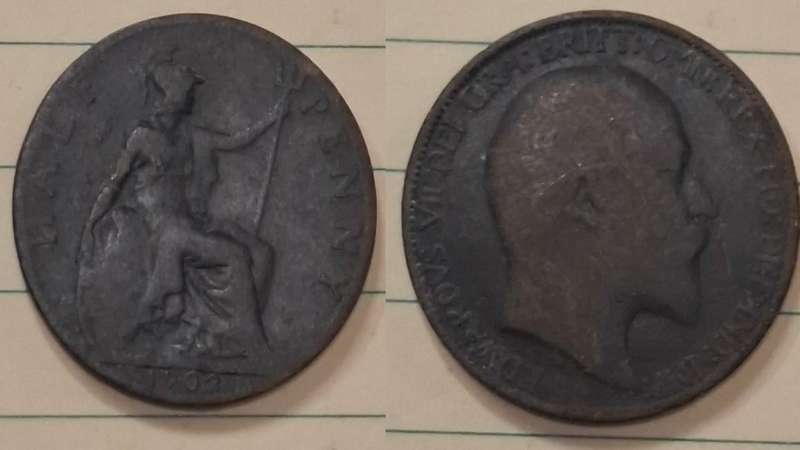 1902 - UK - ½ Penny - Edward VII - Demonetised Aug 1969 - Bronze