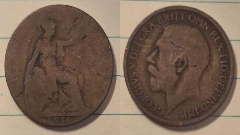 1916 - UK - ½ Penny - George V - Demonetised Aug 1969 - Bronze