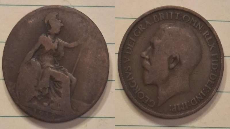1915 - UK - ½ Penny - George V - Demonetised Aug 1969 - Bronze