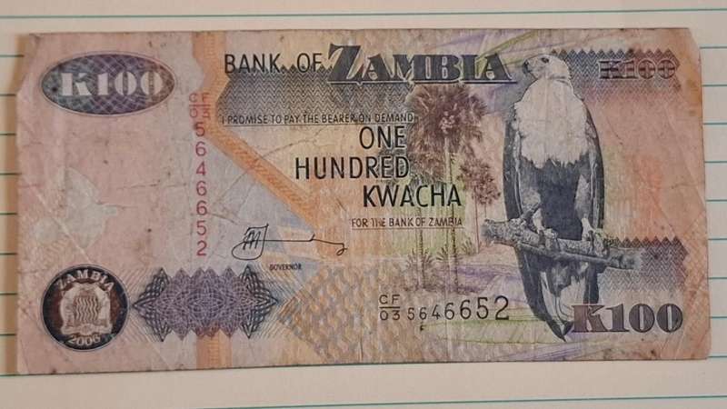 2006 - Zambia - K100 - Dr. Caleb Mailoni Fundanga - Demonetised Jul 2013 - CF 03 5646652