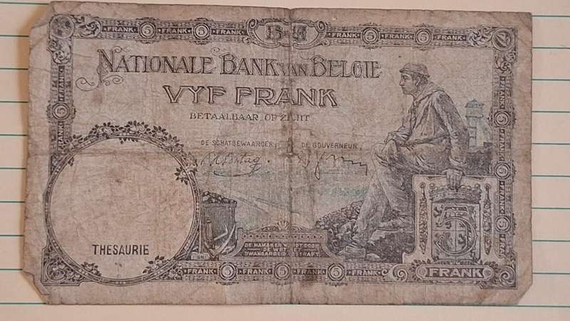 1938 - Belgium - 5 Franc - Watermark Leopold III - Demonetised Mar 1938 - C15 490581