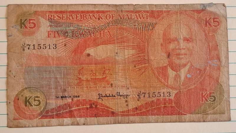 1986 - Malawi - K 5 -  - Demonetised Yes - J8 715513