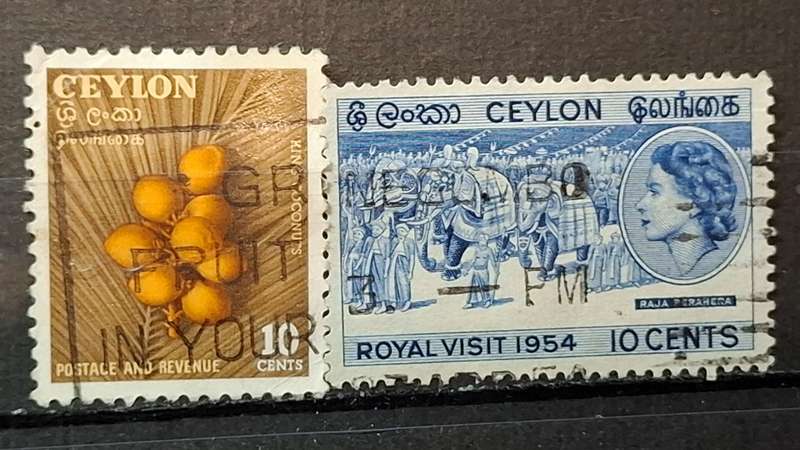 1954 - Ceylon - 10c + 10c - Local Motives +  Royal Visit