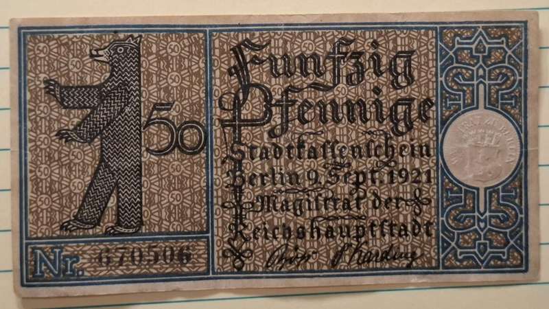 1921 - Germany - 50 Pfennigs - Bezirk 15 Treptow - Weimar Republic - 670506